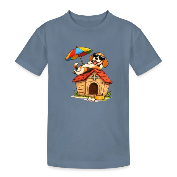 Chien Beagle en Vacances à la Maison sur T-shirt coton épais ado