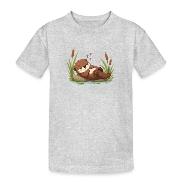 Loutre Endormie dans les Roseaux - Douceur Naturelle sur T-shirt coton épais ado