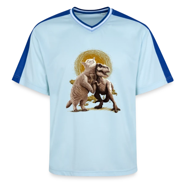 Chats et Dinos Amis : L'Aventure Décalée sur T-shirt de foot unisexe en mesh