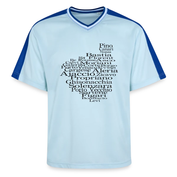 Carte Corse Villes Typographie sur T-shirt de foot unisexe en mesh