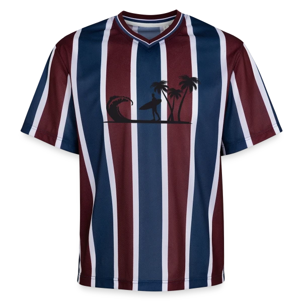 Surfeur Vague Palmiers sur T-shirt de foot unisexe en mesh