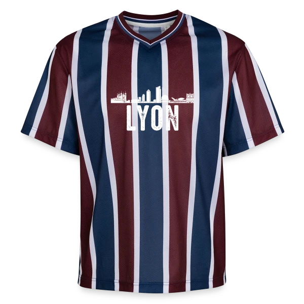 Lyon Minimaliste Blanc sur T-shirt de foot unisexe en mesh