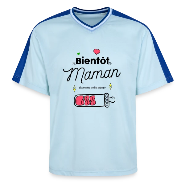 Future Maman : Mon Cœur Bat Pour Deux sur T-shirt de foot unisexe en mesh