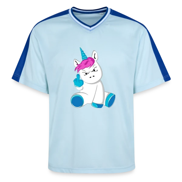 Licorne Furieuse Doigt d'Honneur sur T-shirt de foot unisexe en mesh