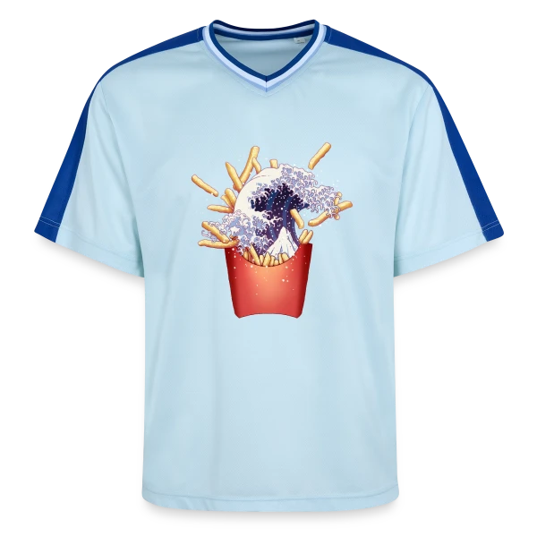 La Grande Vague de Kanagawa et Frites sur T-shirt de foot unisexe en mesh