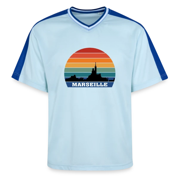 Marseille Skyline Rétro Sunset sur T-shirt de foot unisexe en mesh