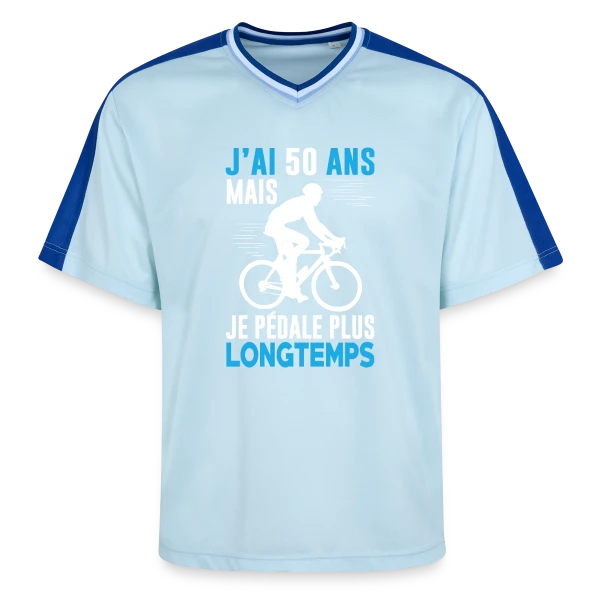 J'ai 50 Ans mais je Pédale Plus Longtemps - Humour Cycliste Anniversaire sur T-shirt de foot unisexe en mesh