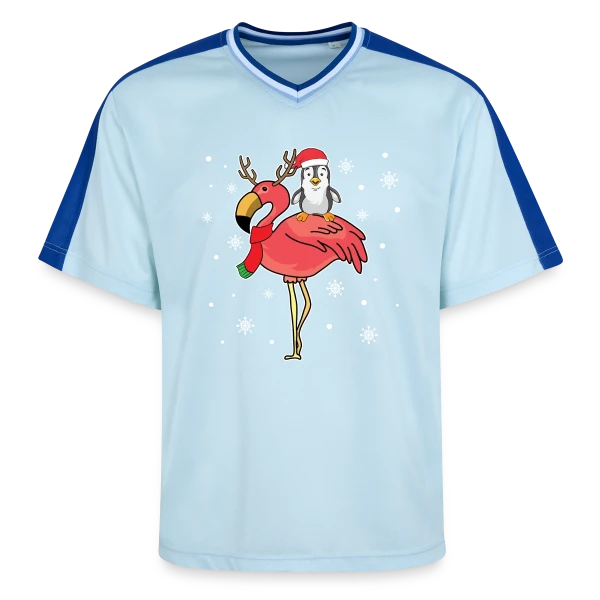 Flamant Rose Noël Renne sur T-shirt de foot unisexe en mesh