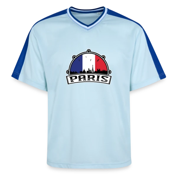 Paris Skyline Drapeau Français sur T-shirt de foot unisexe en mesh