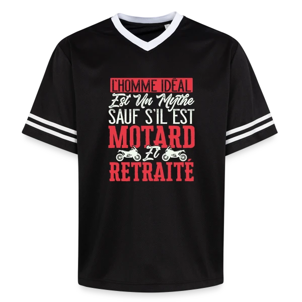 L'Homme Idéal : Motard & Retraité - Humour Moto sur T-shirt de foot unisexe en mesh