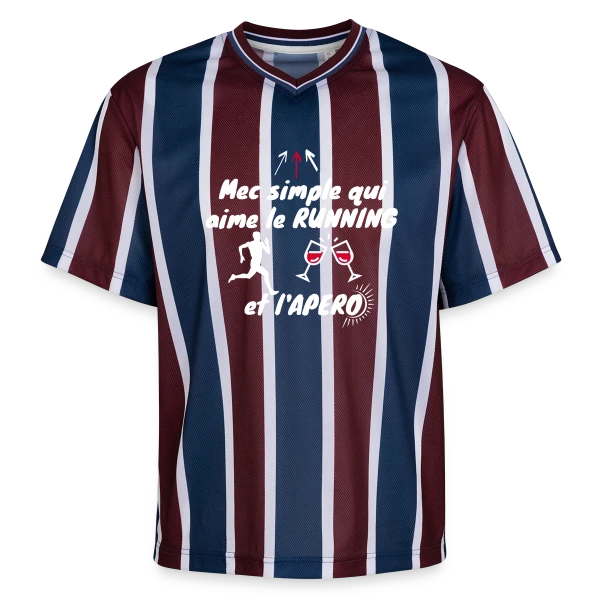 Mec Simple Aime Running et Apéro - Cadeau Runner Humour sur T-shirt de foot unisexe en mesh
