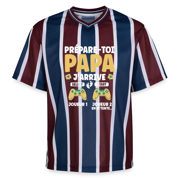 Prépare-toi Papa J'arrive : T-shirt Annonce Grossesse Gamer sur T-shirt de foot unisexe en mesh