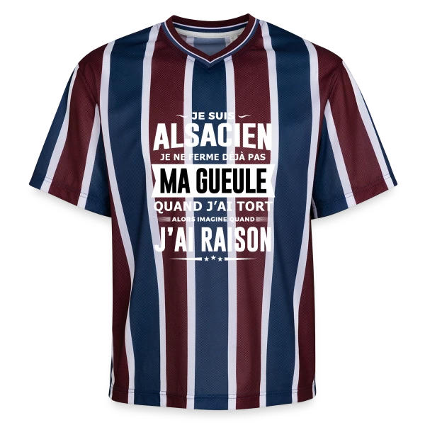 Alsacien Je Ferme Pas Ma Gueule sur T-shirt de foot unisexe en mesh