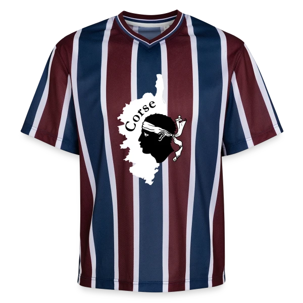 Tête de Maure Corse Texte sur T-shirt de foot unisexe en mesh