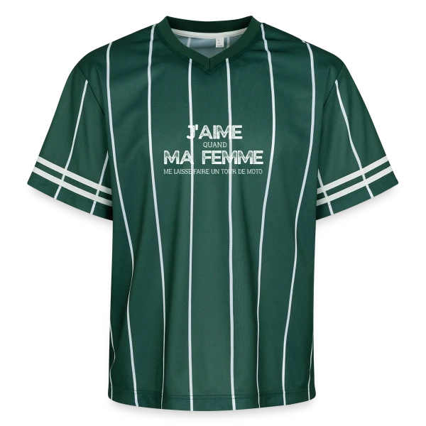 Humour Moto 'Quand Ma Femme Me Laisse Faire un Tour' sur T-shirt de foot unisexe en mesh