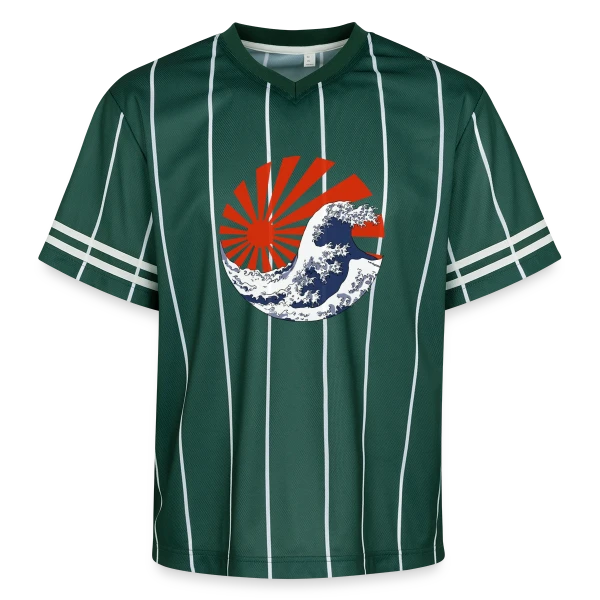 La Grande Vague de Kanagawa & Soleil Levant Yin-Yang sur T-shirt de foot unisexe en mesh