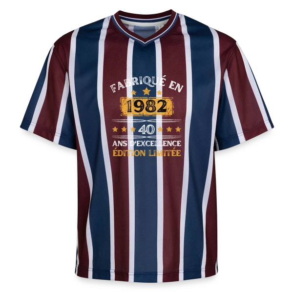 40 Ans Anniversaire : Fabriqué en 1982 Édition Vintage sur T-shirt de foot unisexe en mesh