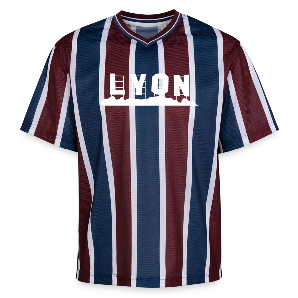 Lyon Minimaliste Blanc sur T-shirt de foot unisexe en mesh