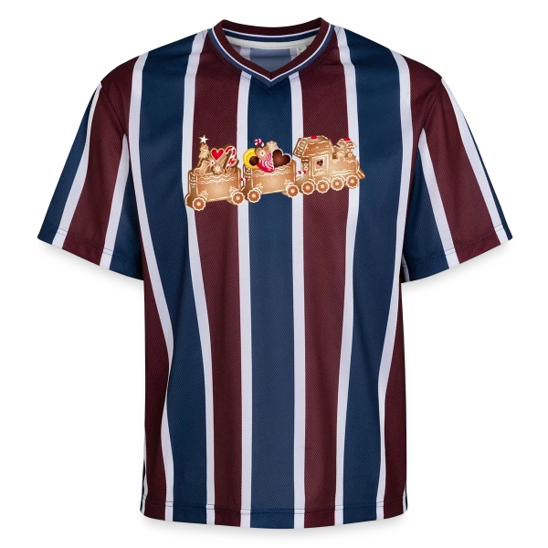 Adorable Train de Pain d'Épices 3D pour Noël sur T-shirt de foot unisexe en mesh