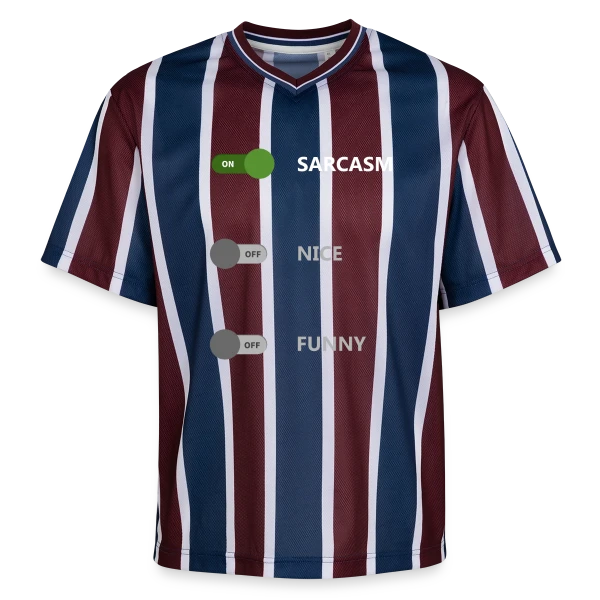 Interrupteur Sarcasme ON sur T-shirt de foot unisexe en mesh