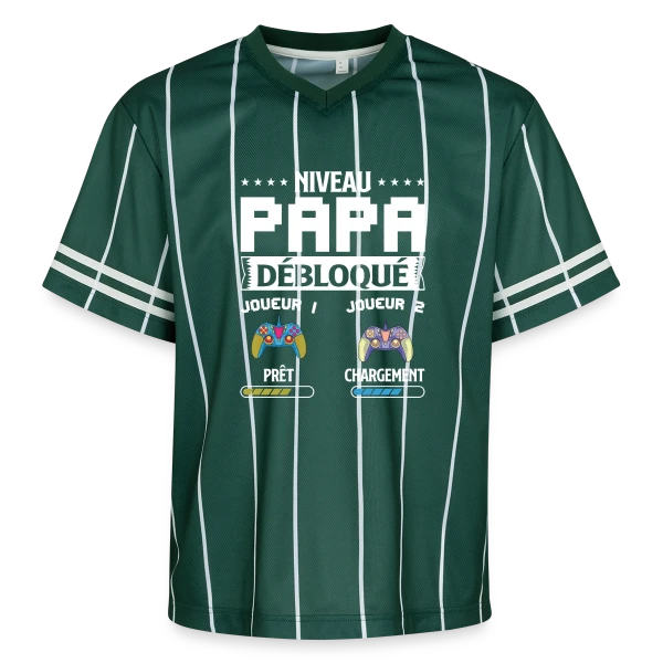 Niveau Papa Débloqué : T-shirt Futur Papa Gamer sur T-shirt de foot unisexe en mesh