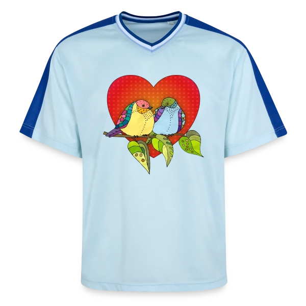 Oiseaux Amoureux Cœur sur T-shirt de foot unisexe en mesh