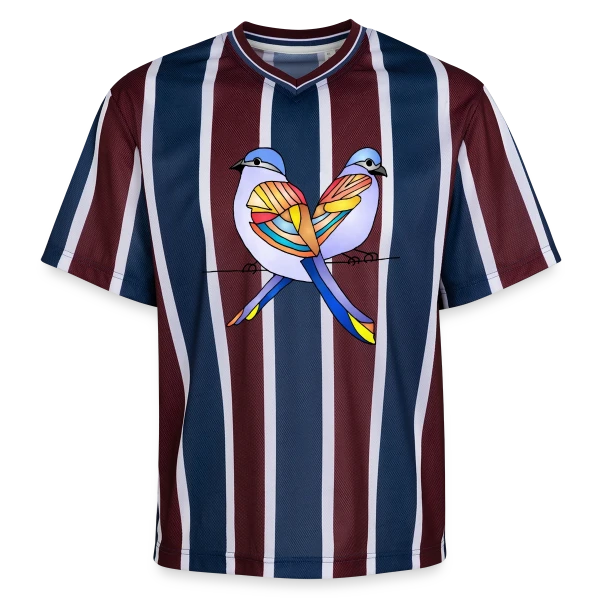 Duo Oiseaux Colorés sur T-shirt de foot unisexe en mesh