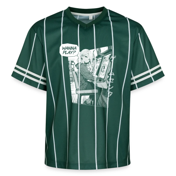 Fille Anime en Arcade Rétro - Wanna Play ? sur T-shirt de foot unisexe en mesh
