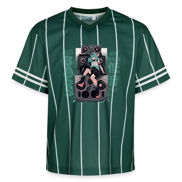 Fille Anime et Tour de Haut-parleurs - All We Need is Bass sur T-shirt de foot unisexe en mesh