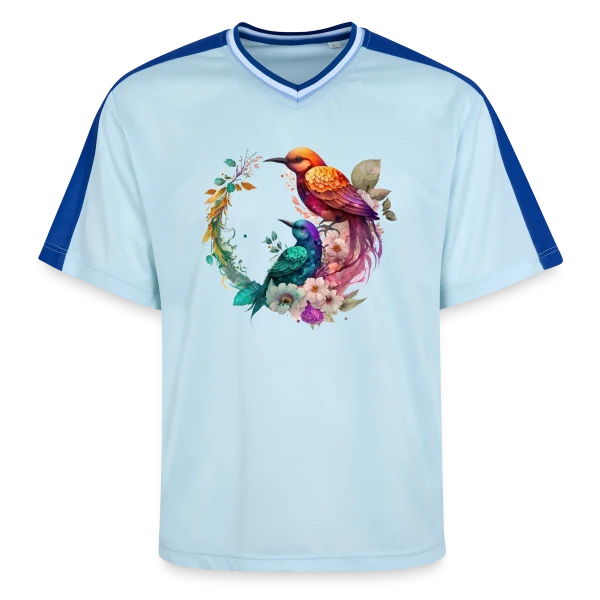 Oiseaux du Paradis Fleuris sur T-shirt de foot unisexe en mesh