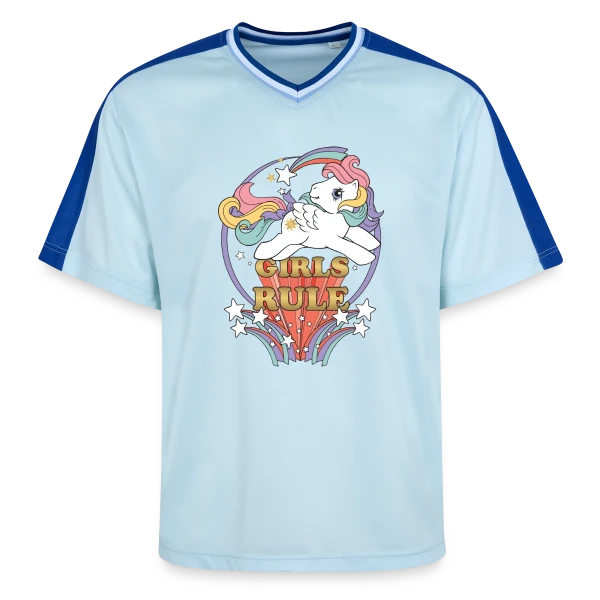 Poney Rétro Girls Rule sur T-shirt de foot unisexe en mesh