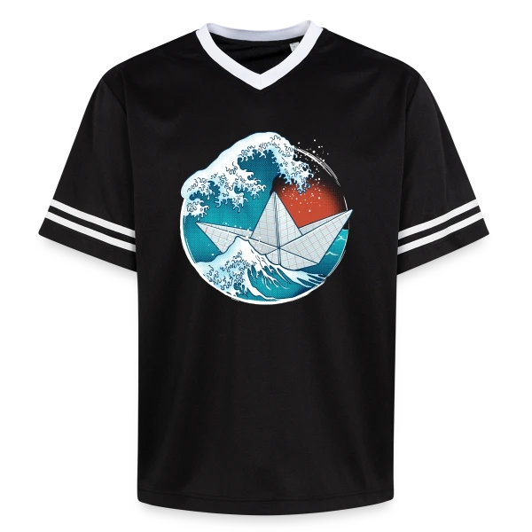 Bateau Origami dans la tempête sur T-shirt de foot unisexe en mesh