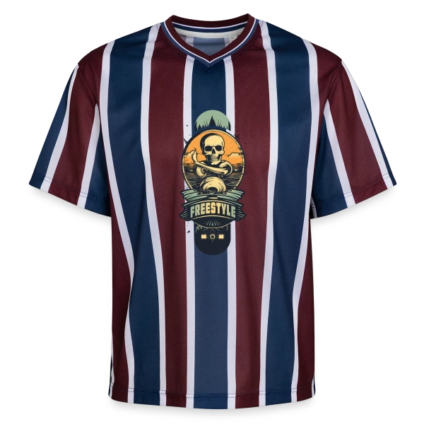 Skateboard Tête de Mort Rétro sur T-shirt de foot unisexe en mesh