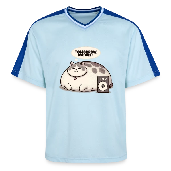 Le Chat Paresseux du Fitness : Demain, c'est sûr ! sur T-shirt de foot unisexe en mesh