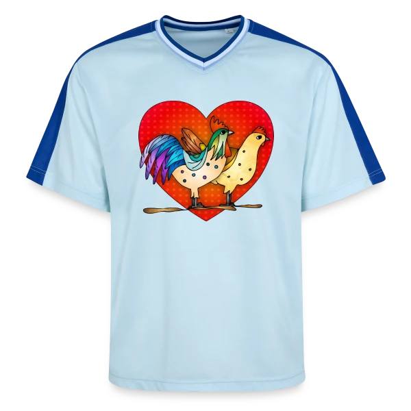 Duo Coq et Poule Champêtre sur T-shirt de foot unisexe en mesh