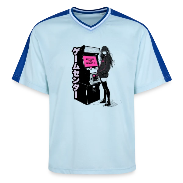 Fille Anime Gaming - En Attente du Joueur 2 sur T-shirt de foot unisexe en mesh