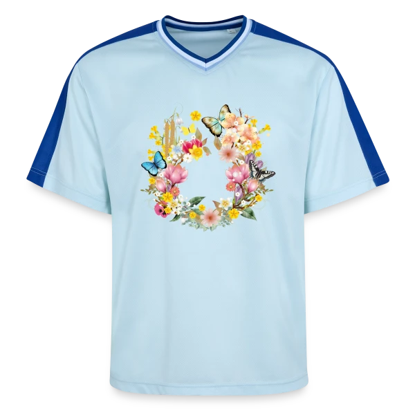 Éclosion Printanière : Fleurs et Papillons Colorés sur T-shirt de foot unisexe en mesh