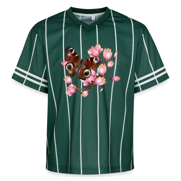 Papillon Paon et Magnolia Rose : Élégance Naturelle sur T-shirt de foot unisexe en mesh