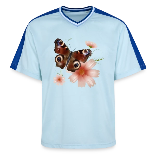 Papillon Paon-du-Jour Éclatant de Roses sur T-shirt de foot unisexe en mesh