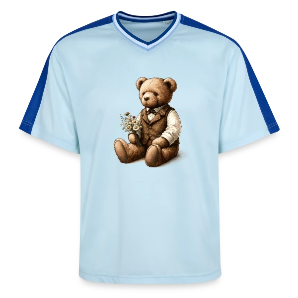 Teddy Vintage Fleuri: Douce Nostalgie sur T-shirt de foot unisexe en mesh
