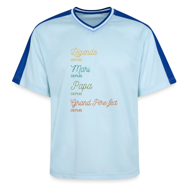 Grand Père-fect : Légende Personnalisée (Papa, Mari) sur T-shirt de foot unisexe en mesh