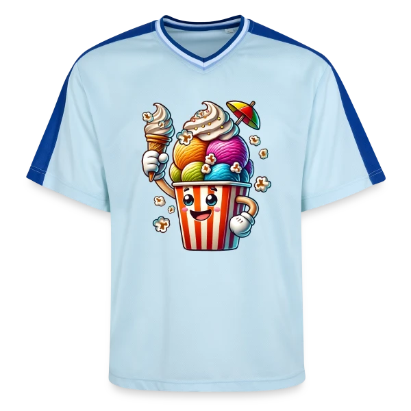 Glace Comic : Fun, Fraîcheur Estivale & Gourmandise sur T-shirt de foot unisexe en mesh