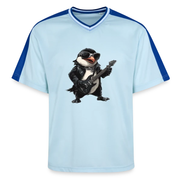 Pinguin Rocker Guitariste Heavy Metal sur T-shirt de foot unisexe en mesh