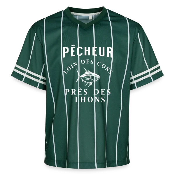 Pêcheur Loin Des Cons Près Des Thons - Humour sur T-shirt de foot unisexe en mesh