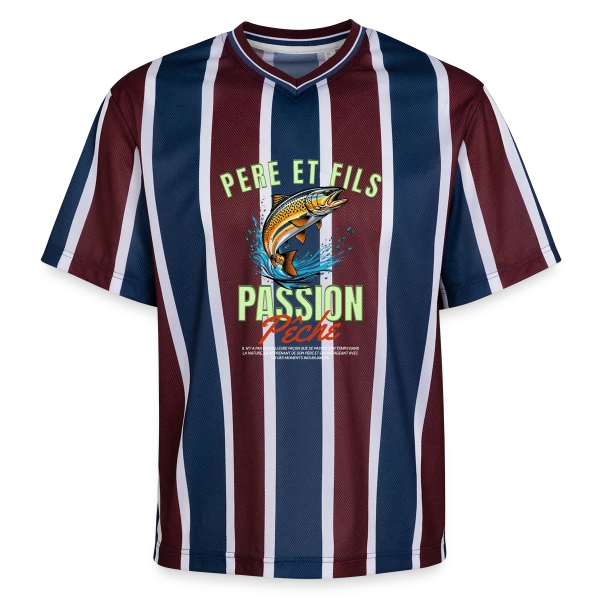 Pêche Père Fils : Complicité en Nature sur T-shirt de foot unisexe en mesh