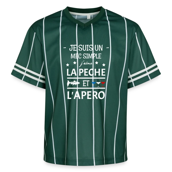 Je Suis Un Mec Simple : Pêche et Apéro sur T-shirt de foot unisexe en mesh