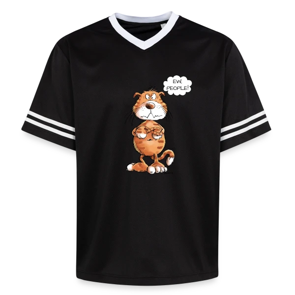 Chat grincheux rouge "Ew People" - Sarcasme félin sur T-shirt de foot unisexe en mesh