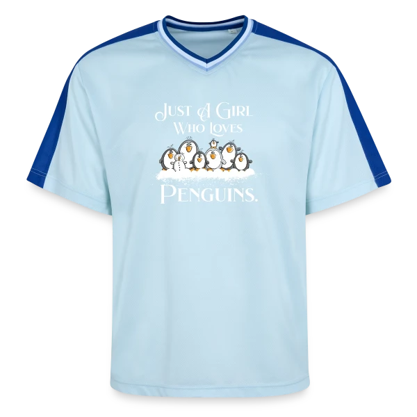 Juste une fille qui adore les pingouins - T-shirt humour sur T-shirt de foot unisexe en mesh
