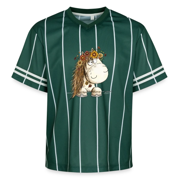 Cheval Adorable avec Couronne de Fleurs - Cartoon sur T-shirt de foot unisexe en mesh