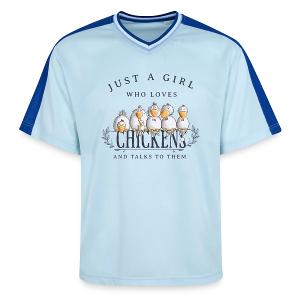 Just A Girl Who Loves Chickens - Folie poulailler sur T-shirt de foot unisexe en mesh